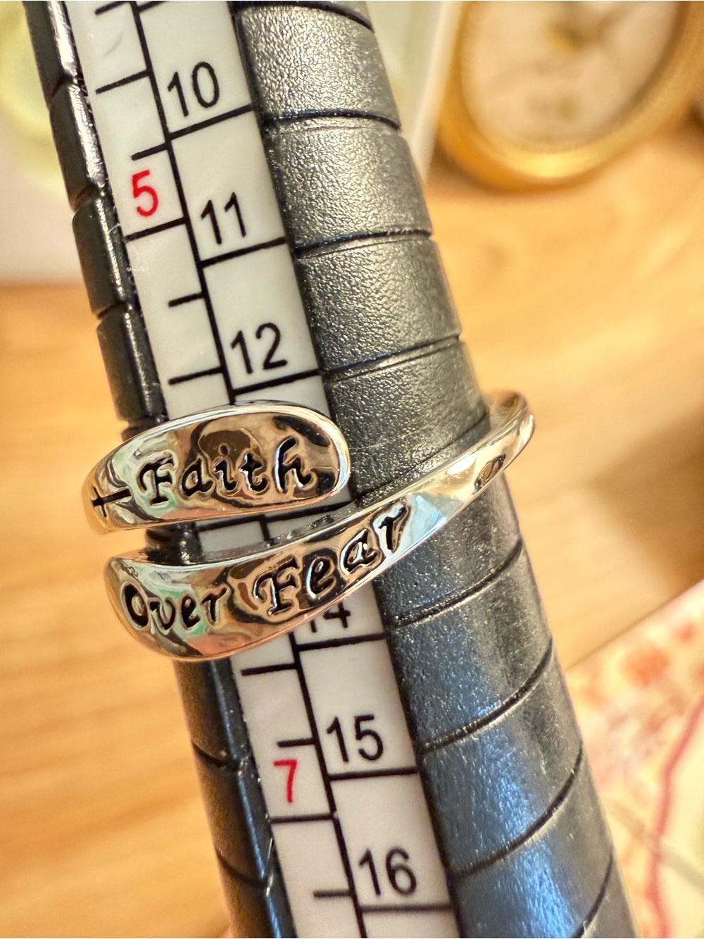 Silver Faith over Fear Ring